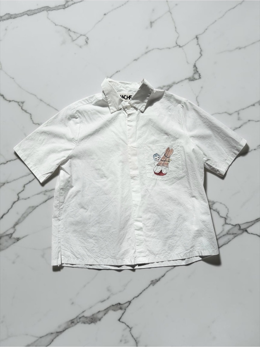 Hache Italy White Embroidered Art Shirt Avant Garde Kawaii Goth Cotton Blouse